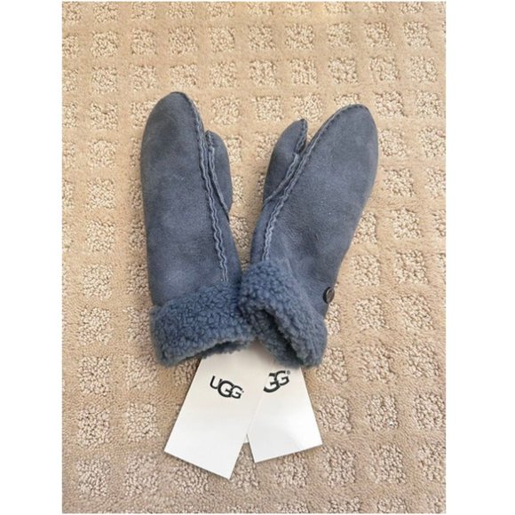 NWT UGG Kid's Suede & Shearling Mittens Gloves - Picture 2 of 4